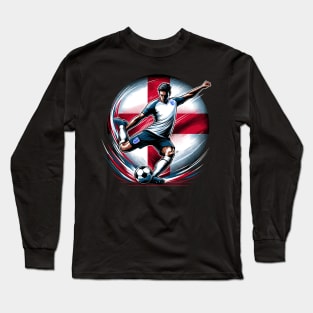 Dynamic England Soccer Star in Action - Vector Design Long Sleeve T-Shirt